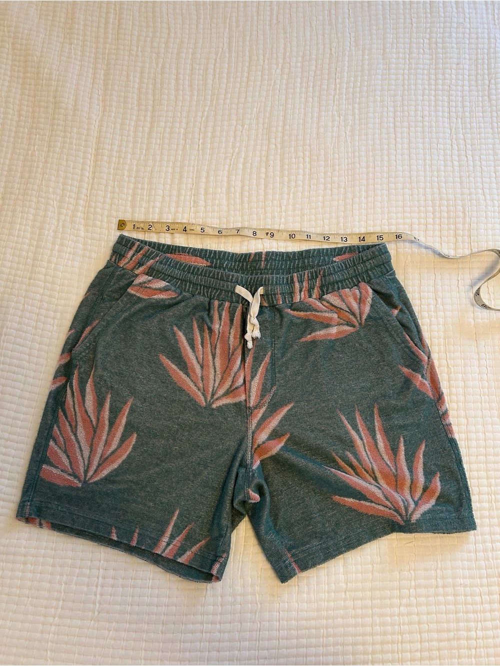 NWT Marine Layer Terry Out Jacquard 4" Short Deep Sea Agave Print Mens Small - Picture 2 of 5